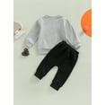 thumbnail image 4 of Bagilaanoe Toddler Baby Boy Long Pants Set Letter Print Long Sleeve Sweatshirt Pullover Tops + Drawstring Sweatpants 6M 12M 18M 24M 3T Kids Casual Sweatsuits, 4 of 9