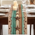 thumbnail image 3 of Table Runners 72 Inches Long Dress Scarves, Western Texas Star Retro Farmhouse Kitchen Table Runner, Coffee Tablerunners, Vintage Farmhouse Brown Teal Wooden 18x72 Inch, 3 of 9