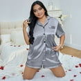 thumbnail image 2 of WTOBBY Plus Size Women's Pajama Set 3X-6X Loose Fit Cotton Top & Pants Comfy Sleepwear Home Loungewear Cozy Lounge Outfit Soft Nightwear,Light Gray XL, 2 of 6