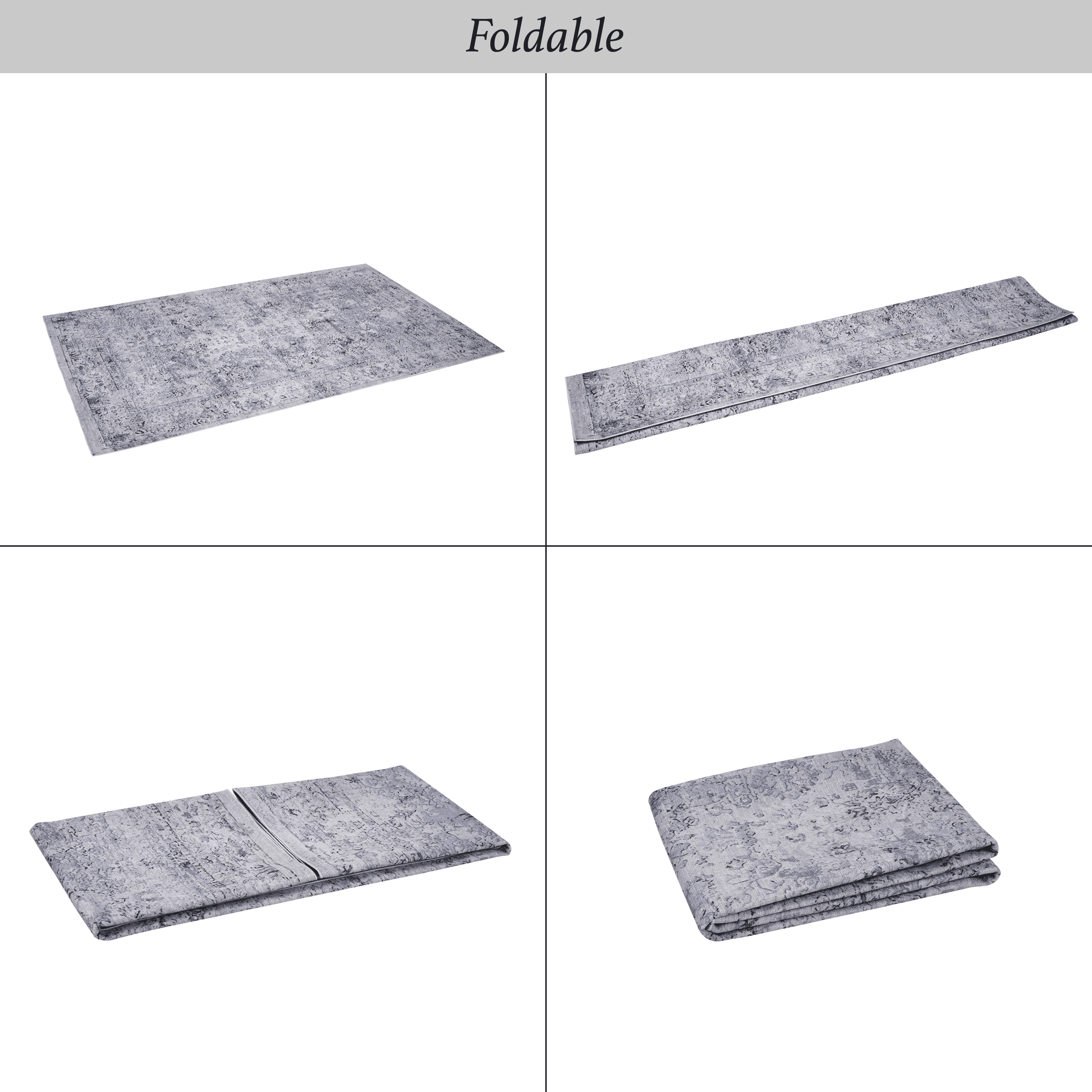 5x8 Area Rug Washable Low Pile Non Slip Non Shedding Foldable Kid Pet Friendly Blue Cream Rug for Living Room Bedroom Kitchen Dining Room Office Hallway Playroom