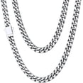 thumbnail image 1 of Collar Hombre Cubana Cadena Acero Inoxidable Hombre Estilo Miami con Cierre de Seguridad, 1 of 4