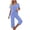Blue, variant on Tnhcen Women's Cotton Pajamas Sets Short Sleeve Tops Capri Pants Sleepwear Loungewear with Pockets Homewear Set S-2XL