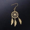 thumbnail image 2 of QQTDFG Stainless Steel Chandelier Earrings Net Web Feather Gold 70x20mm 0.7mm P191-default, 2 of 2