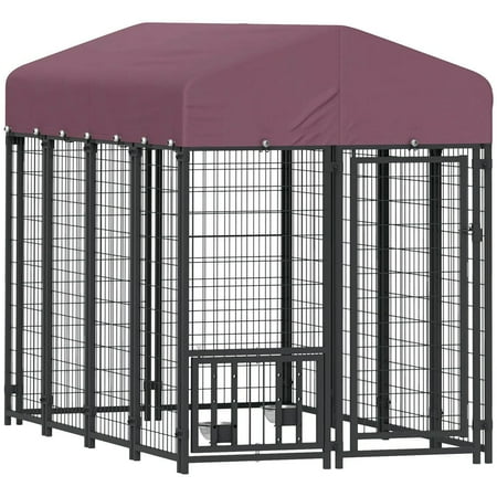 Barara King Dog House Pet House Outdoor Dog Kennel with 360&deg; Rotating & 4 Levels Adjustable Bowls Waterproof Cover