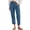 Blue, variant on Joernso Women Casual Pants Mid-rise Buttons Fly Long Pants Pockets Design Solid Color Straight Wide Leg Long Trousers Streetwear