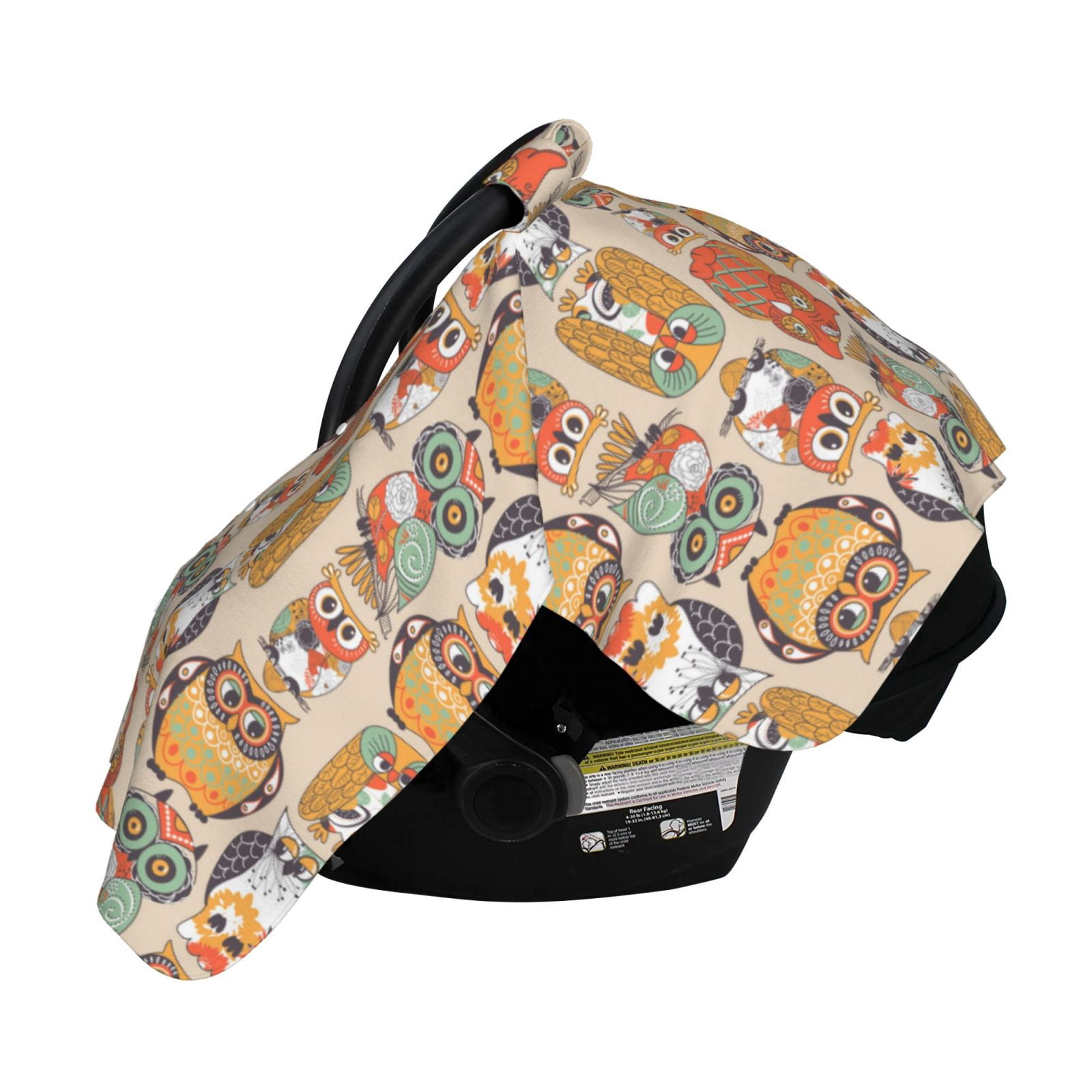 Naloa Colorful Owls Baby Car Seat Cover, Breathable Baby Carrier Cover, Multiuse Baby Carrier Cover & Nursing Breastfeeding Cover