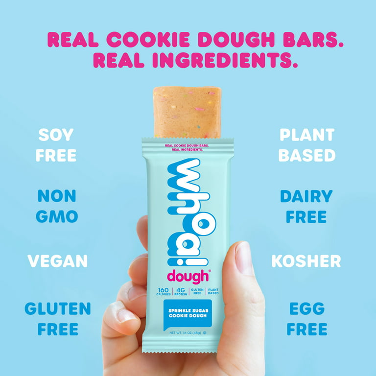 WHOA DOUGH Edible Cookie Dough Bars Variety Pack 6 Bars, Plant