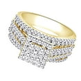 thumbnail image 2 of AFFY (1.8 cttw) Round Shape White Natural Diamond Square Frame Cluster Ring In 10k Yellow Gold Ring Size-9, 2 of 2