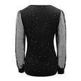 thumbnail image 4 of Womens Long Sleeve T Shirt Solid Mesh Patchwork Loose V Neck Elegant Blouse Top for Women Casual Wear A-Black XL, 4 of 5