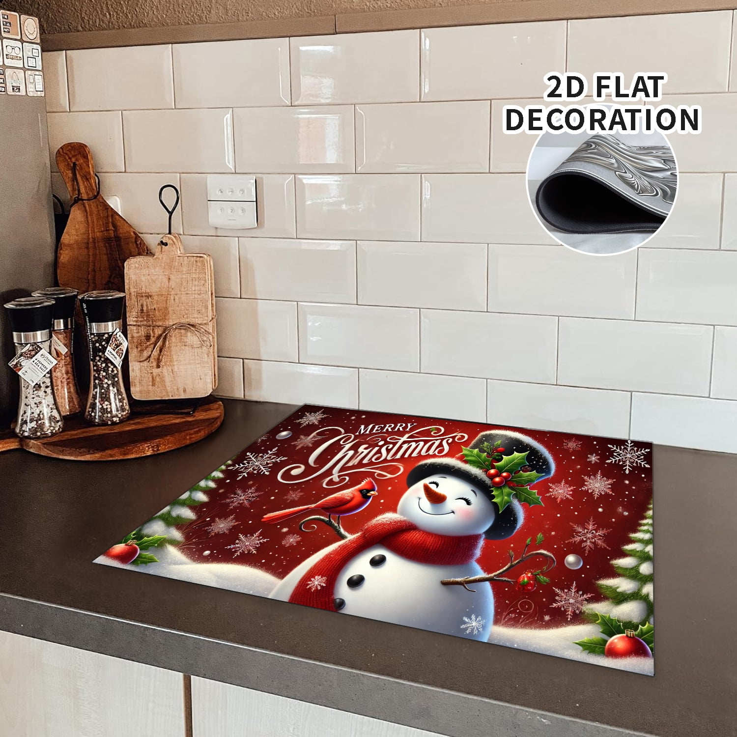 Christmas Snowmen Stove Cover Let It Snow Winter Stove Top Cover for Kitchen Decor Red Electric Stove Pad Xmas Party Non-Stick Gas Burners Covers Washable 28x20 inch, 1Pc