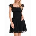 thumbnail image 4 of Cenuakty Women’s Vintage A-line Dress, Short Sleeve Ruched Bust Solid Color Flowy Mini Dress, 4 of 9