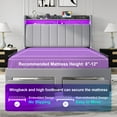 thumbnail image 5 of Amolife Queen Size Platform Bed Frame with 2-Tier LED Storage Velvet Wingback Headboard & 2 Storage Drawers, USB & Type-C Charging Ports, Light Grey, 5 of 10