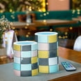 thumbnail image 3 of Yayeee Flameless Candles with Remote Flickering Battery Operated Multi Color Changing, Yellow Checkered Pattern, 3 of 7