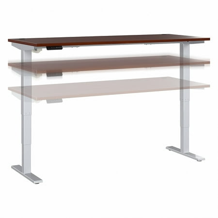UPC: 0042976118372 | Bush Business Furniture Move 40 72W Height Adjustable Desk Hansen Cherry/Cool Gray Metallic