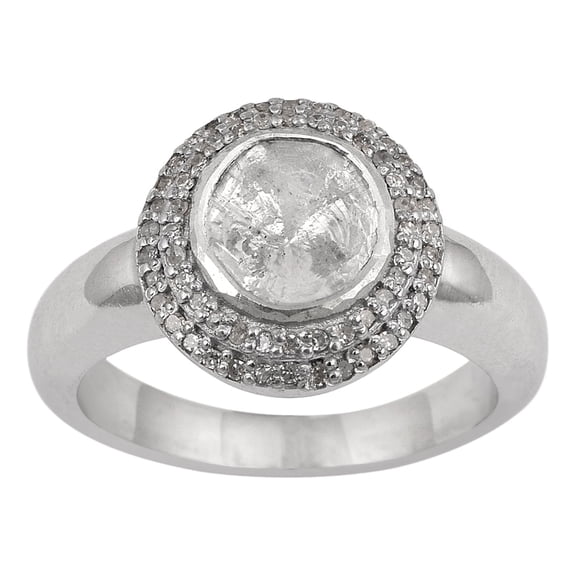 Mooneye 0.50 CTW Natural Slice Diamond Polki Solitaire Women Promise Ring 925 Sterling Silver