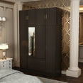 thumbnail image 2 of Timechee 63"W Family Wardrobe/Armoire/Closet by  with Mirror Doors DarkBrown94.5“H, 2 of 5