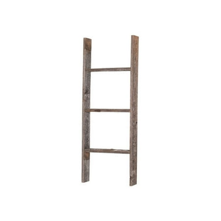 Grey Weathered Wood BarnwoodUSA | Rustic Farmhouse Decorative Bookcase Ladder | 3 ft Ladder is Crafted from 100% Recycled and Reclaimed Wood | Home Decoration | Shelving | No Assembly Required | Natural Weathered Gray ()
