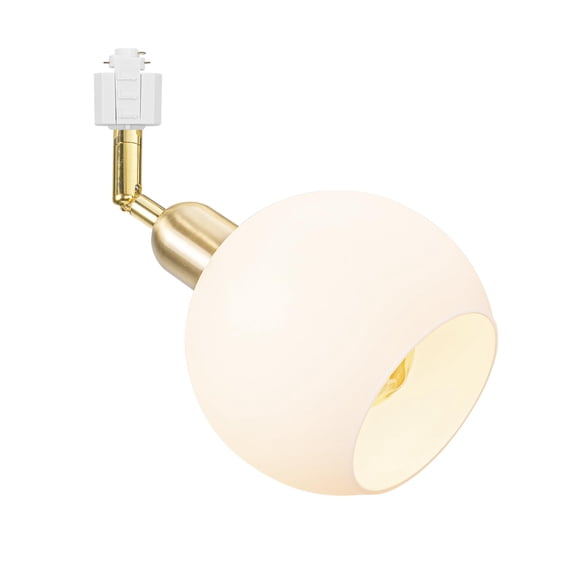 KAYYELAMP E26 Brass White Glass Ball Modern Track Mount Ceiling Light H-Type Adjustable Angle Track Head Lighting for Loft Wall Painting Office(No Bulb, Track)