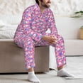 thumbnail image 7 of Fotbe Skull Blue Flower Pattern Long Sleeve Pajama Set for Men,Sleepwear Set,2-piece Loungewear Set,Soft PJs Comfy Nightwear with Pockets-XX-Large, 7 of 7