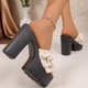 thumbnail image 5 of Zapatos de Caminata de las Mujeres de Moda Y Versátil Tacón de Encaje Más Tamaño Primavera Y Verano Zapatillas Cómodas de Moda, 5 of 9