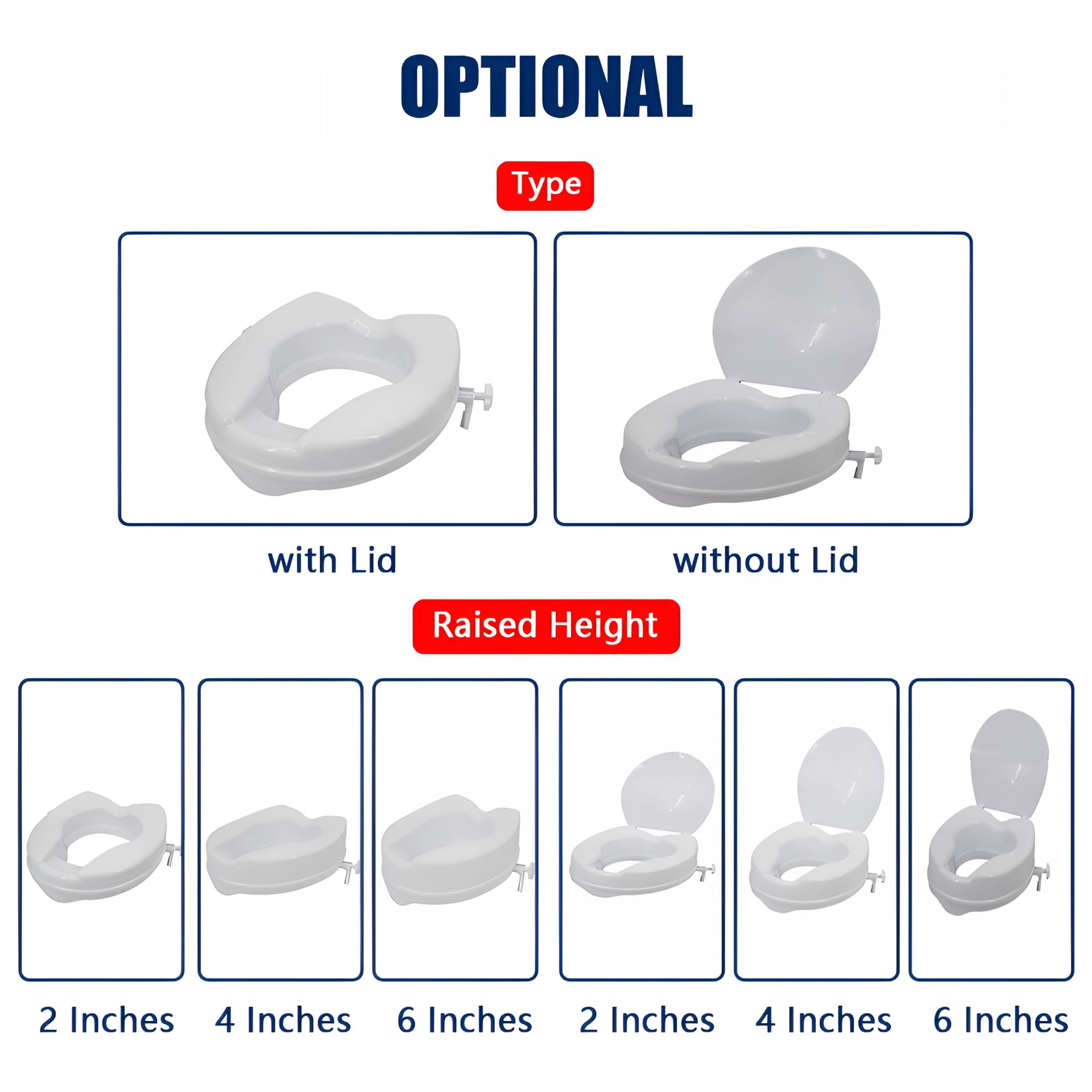 XIRQI Raised Toilet Seat 300 Lbs Heavy Duty Elevated with Tightening Clamps for Most