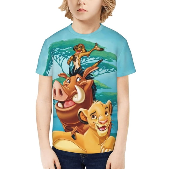 The Lion King Boys Girls T-Shirts Graphic Print Short Sleeve Tops Casual Crew Neck T-Shirt Streetwear for Youth Kids