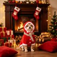 thumbnail image 6 of Dog Cat Christmas Costume for Small Medium Pets Holiday Outfit with Hood Soft Stretchy Pet Apparel for Party Photo Shoot, Adjustable Festive Sweatshirt for Puppy Kitten, Style E, Pet Clothes, 6 of 7