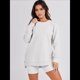 thumbnail image 4 of Sudaderas de Gran Tamaño para Mujer, Cuello Redondo, Larga, Sudaderas con Cremallera Lateral, Ropa de Otoño 2025 Gris XL, 4 of 9