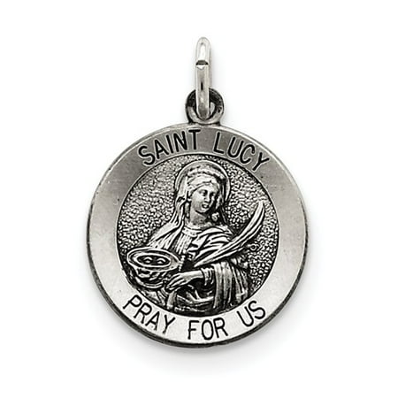 Sterling Silver Engravable Antiqued Saint Lucy Medal