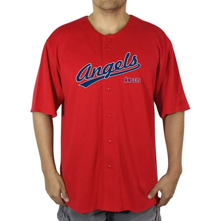 Anaheim Angels Cap - MLB LA (Anaheim) Angels Men's Poly Button Down Jersey