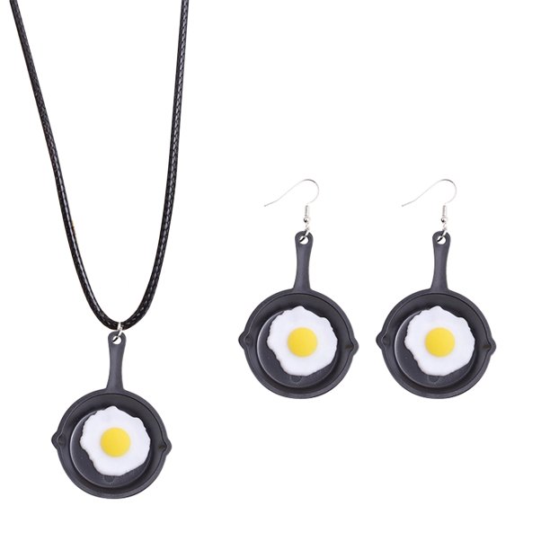 Pan Poached Egg Earrings Accesorios para el oído Personalidad exagerada Pizza Acrílico Pendientes Collar Mujeres