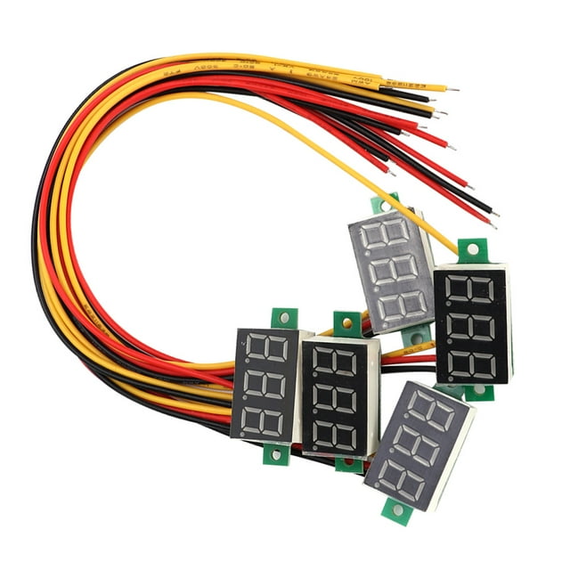 5 Pcs Panneau de Voltmètre LED 3 Fils, Affichage Numérique LED 0.36 Pouces Moniteur de Tension LED Taille Standard