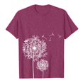 thumbnail image 3 of Graphic Tees for Women Floral Print Short Sleeve T Shirt Top for Everyday Casual Wear Women’s Round Neck Tee Purple XL, 3 of 3