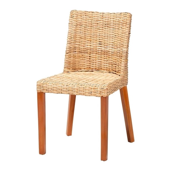 bali & pari Rowen Light Honey Kubu Rattan and Mahogany Wood Dining Chair