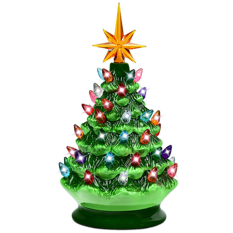 Gymax 15 in. Silver Ceramic Artificial Christmas Tree Tabletop Luminous  Tree GYM07763 - The Home Depot