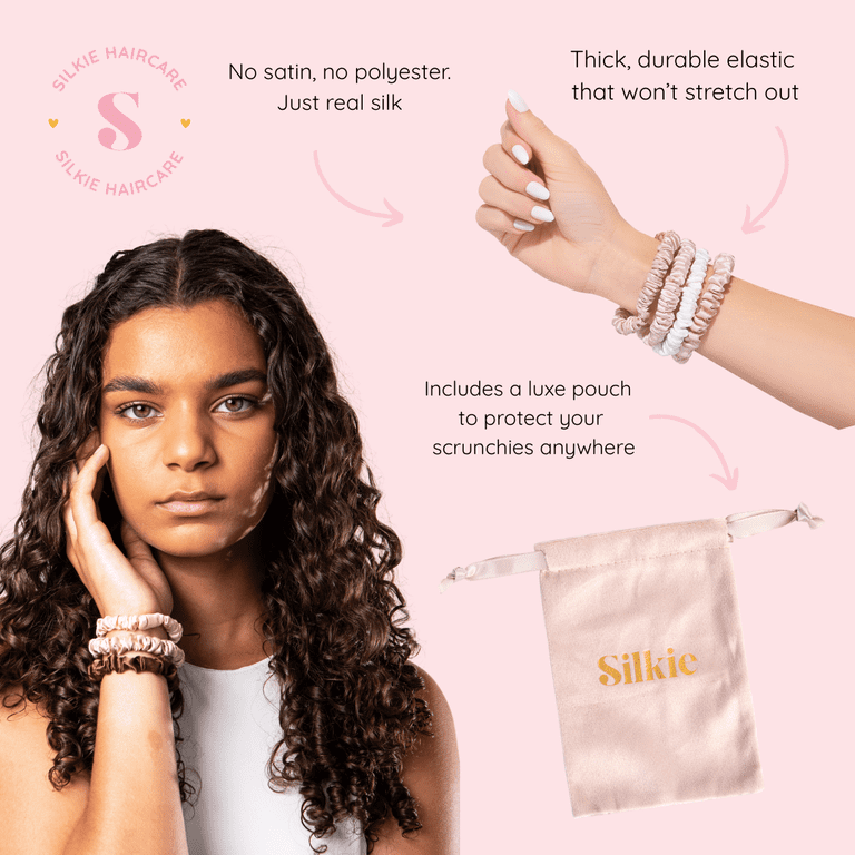 Silkie 100% Mulberry Silk Scrunchies, Skinny, No Damage, No  display picture 3