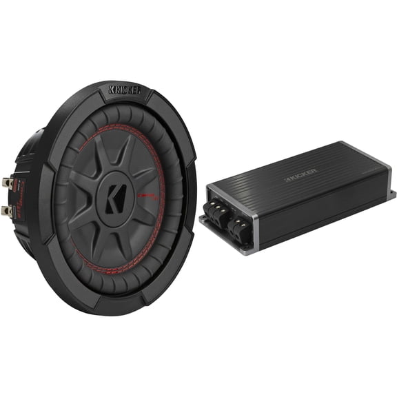 Kicker Marine KPX500.1 Powersports Amp & 8" CompRT DVC 4 Ohm. Subwoofer Audio Upgrade