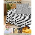 thumbnail image 4 of Black Geometric Sofa Covers for 3 Cushion,Washable Couch Cover for Sectional Sofa Slipcovers with Tassel,White Striped Contemporary Minimalist Loveseat Covers Futon Cover Throw Blanket 71''x118'', 4 of 8