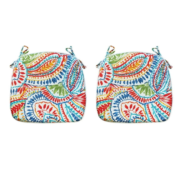 FBTS Prime 16x17 inch All-Weather Multi-color Paisley Outdoor Seat Pads, Pack of 2