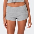 thumbnail image 4 of Only Moment Women's Fold Over Shorts Threadcloth High Rise Stretchy Yoga Rollover Shorts Slim Fit Cute Lounge Shorts Micro Bottoms Grey,S, 4 of 5