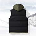 thumbnail image 4 of dzxyzu Men's Vest Lined Puffer Hooded Vest Outdoor Quilted Winter Vest Drawstring Waistcoat Sleeveless Hooded Cargo Jacket Padded Vest Sports Waistcoat Coat for Travel Hiking Running - Black, 4 of 6