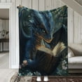 thumbnail image 4 of 1pc Flannel Blanket, Creative Reading Book Dinosaur Print Blanket, Warm And Comfortable Soft Blanket for Sofa Bed Couch Car Office Camping Travel, Gift Blanket for All Seasons, 4 of 8