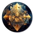 thumbnail image 2 of Designart "Cubist Visions in Gold III" Cubism Oversized Wall Clock, 2 of 5