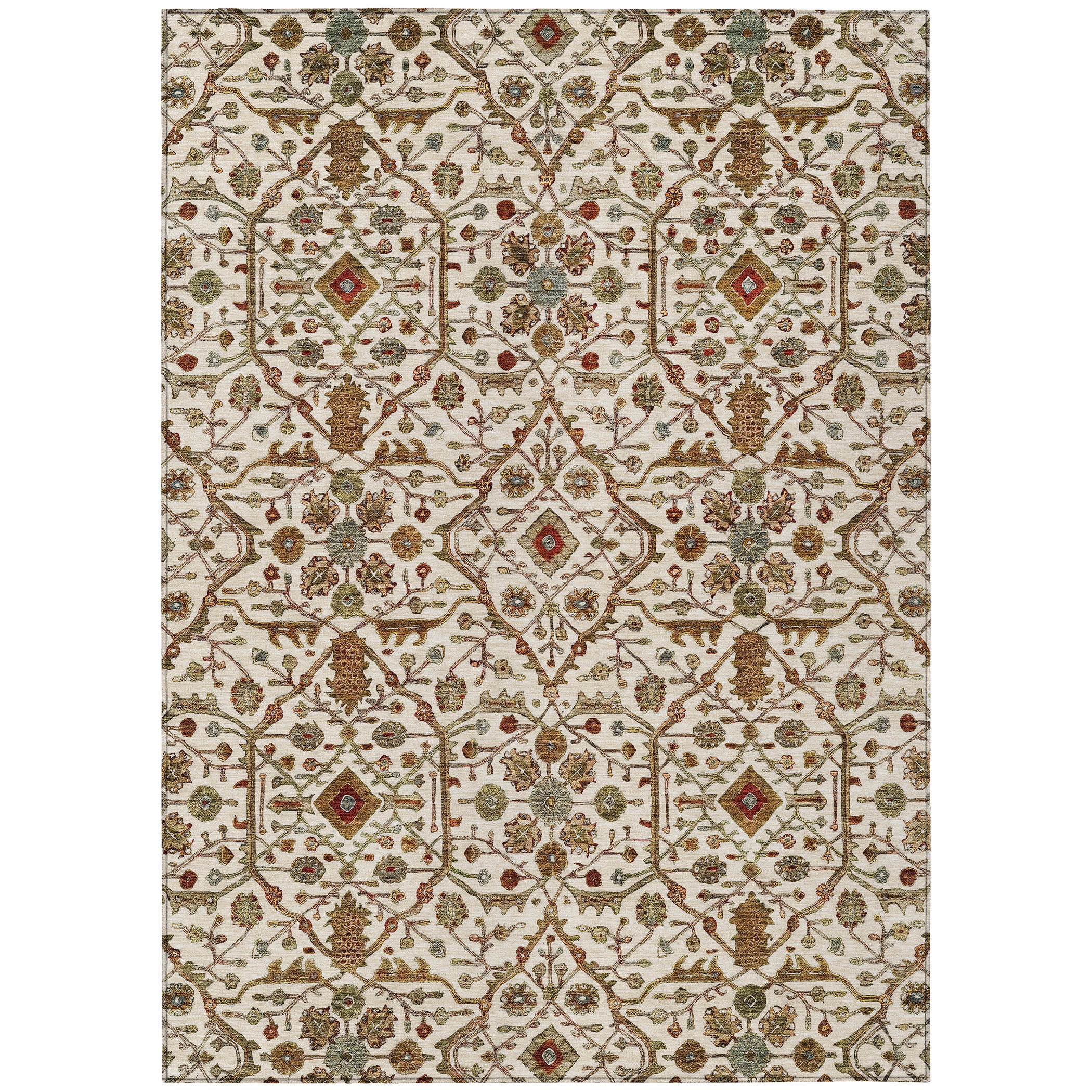 Addison Rugs Chantille Indoor/Outdoor Transitional Geometric, Abstract Ivory Washable Rectangle Rug, 9' x 12'