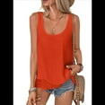 thumbnail image 3 of Camiseta Sin Mangas Holgada con para Mujer, Cuello Redondo, Sin Mangas, Informal, para Vacaciones, Color Naranja y Rojo M, 3 of 9