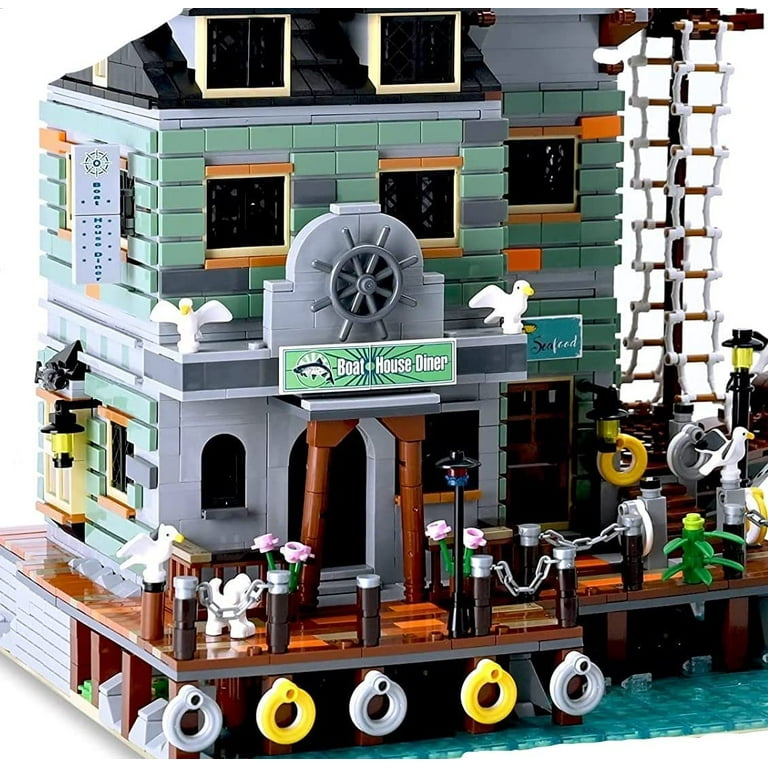 Fishing Village Building Blocks Boat House Diner Modular Brick Building  Blocks Toy City Set House, General Jim's Toys