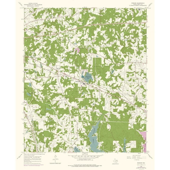 Topographical Map - Bascom Texas Quad - USGS 1966 - 23 x 28.18 - Vintage Wall Art