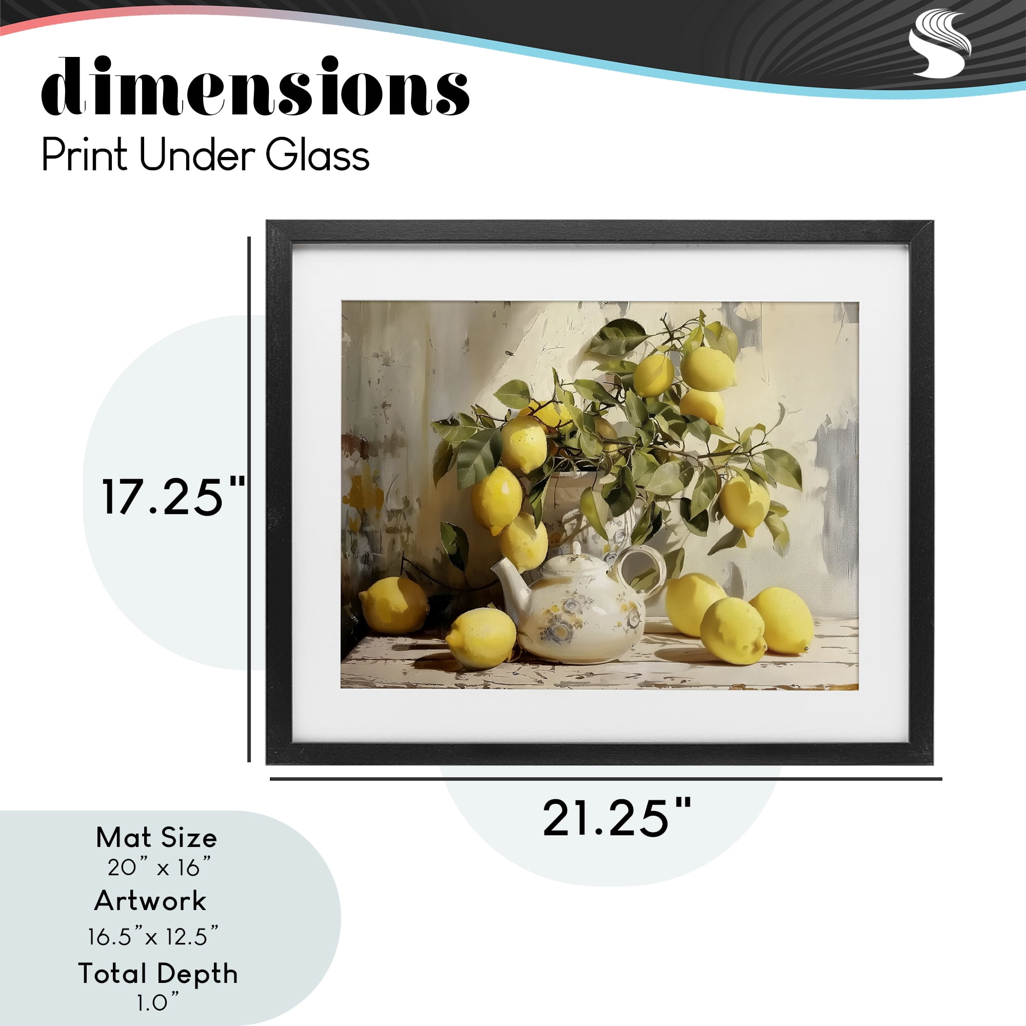 Stupell Industries Lemon Still Life with Teapot Black Framed Print Under Glass, design by LSR Design Studio