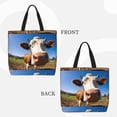 thumbnail image 2 of Fotbe Blue Sky Meadow Cute Cow Bolsa Tote con Estampado para Mujer, Bolsos con Cremallera, Bolsa de Hombro Casual de Gran Capacidad con Bolsillos Internos, 2 of 7