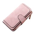 thumbnail image 1 of Monedero para mujer, cartera larga con 3 pliegues, tarjetero con cremallera, monedero de piel sintética, bolso de mano, rosa seitruly AP000899-03, 1 of 7